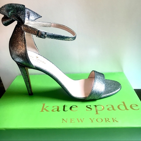 NWT Kate Spade Gunmetal Ruffle Stiletto Heels Iris - Picture 7 of 8